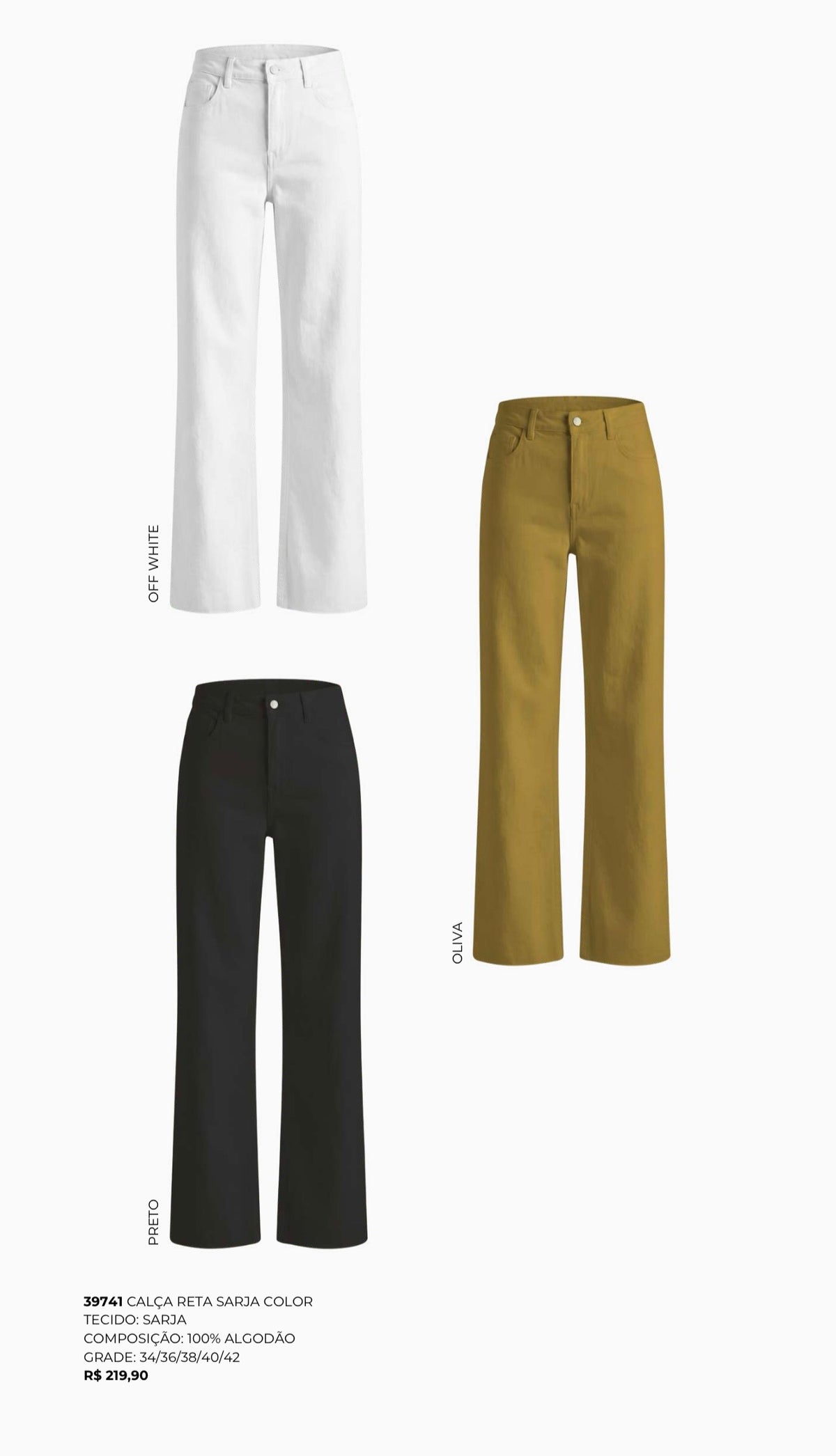 CALÇA RETA SARJA COLOR