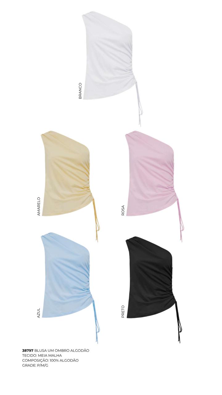 BLUSA UM OMBRO ALGODÃO