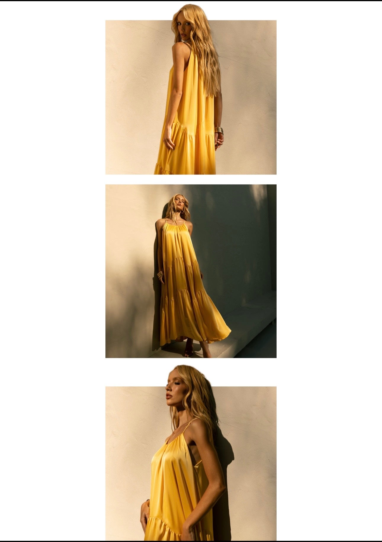 VESTIDO LONGO ACETINADO COM CAMADAS