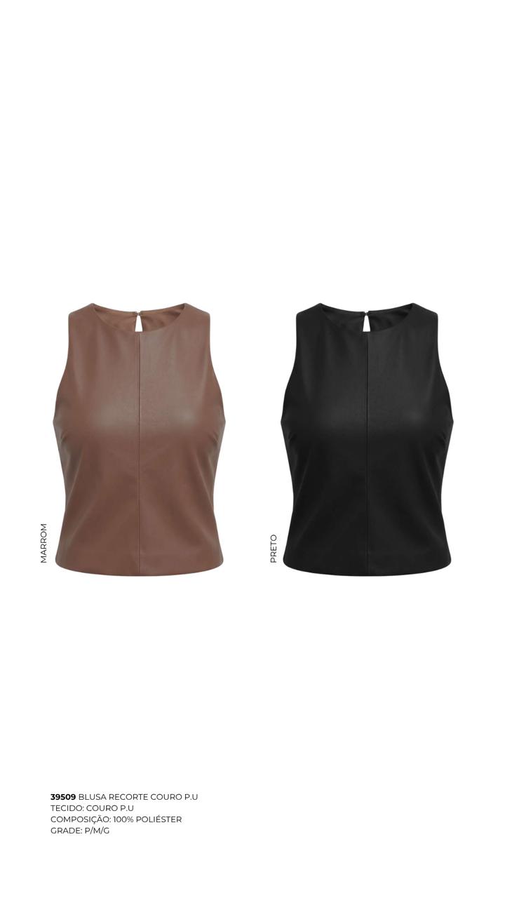 BLUSA RECORTE COURO P.U