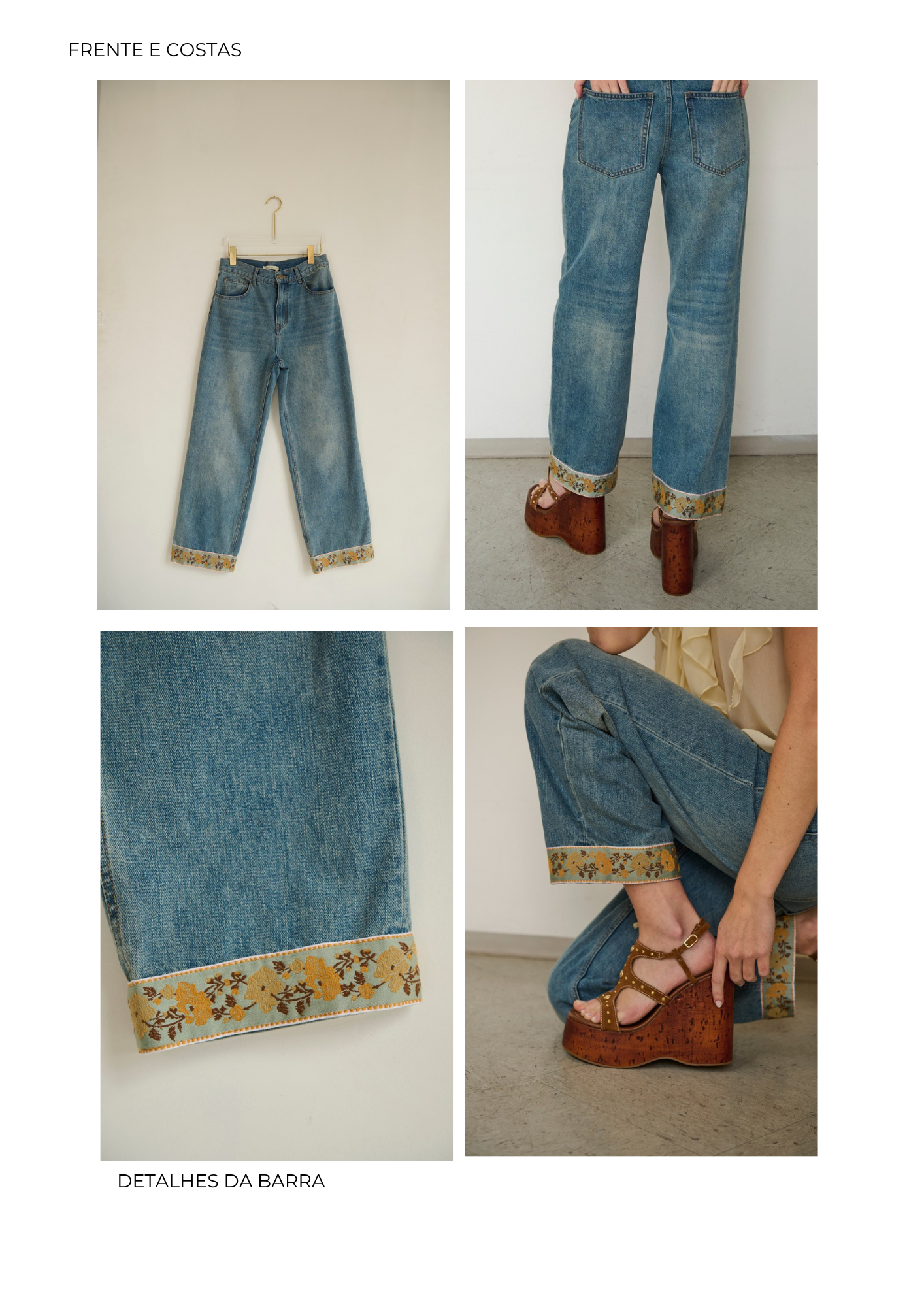 CALÇA JEANS BORDADA