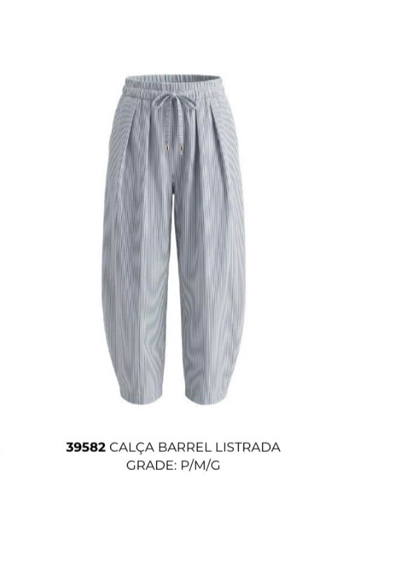 CALÇA BARREL LISTRADA