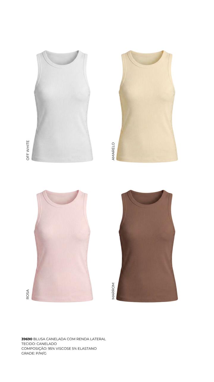 BLUSA CANELADA COM RENDA LATERAL