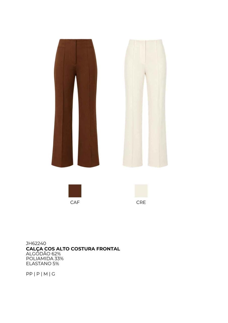 CALÇA COS ALTO COSTURA FRONTAL