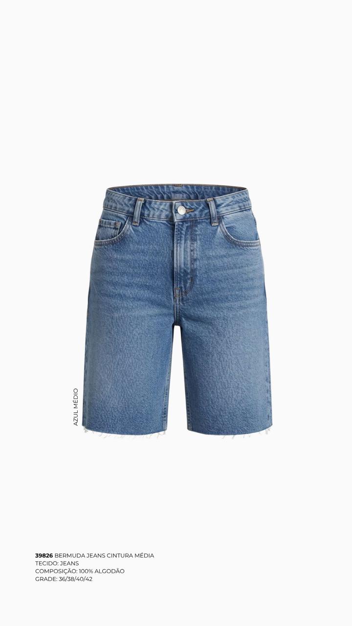 BERMUDA JEANS CINTURA MÉDIA