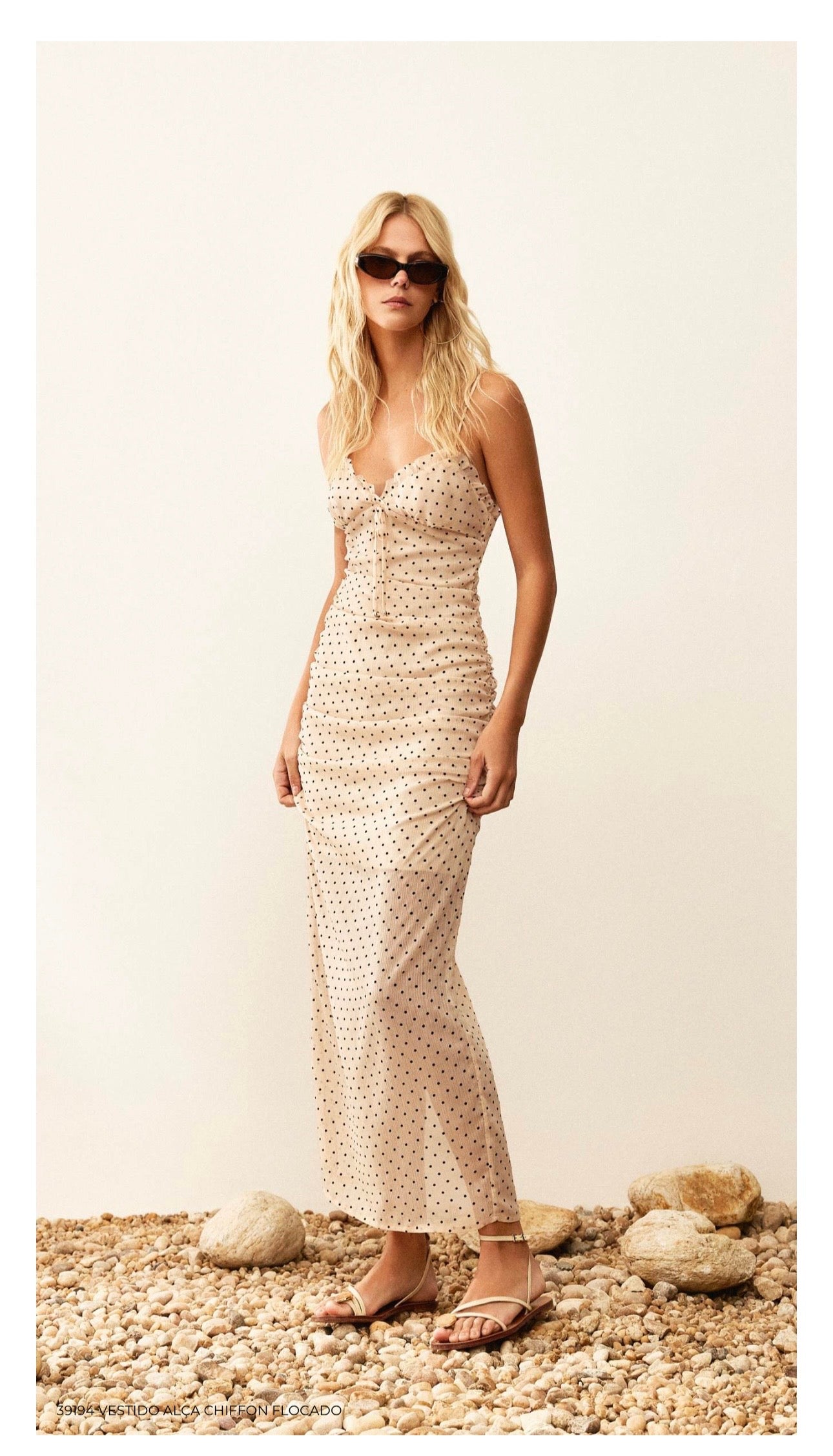 VESTIDO ALÇA CHIFFON FLOCADO