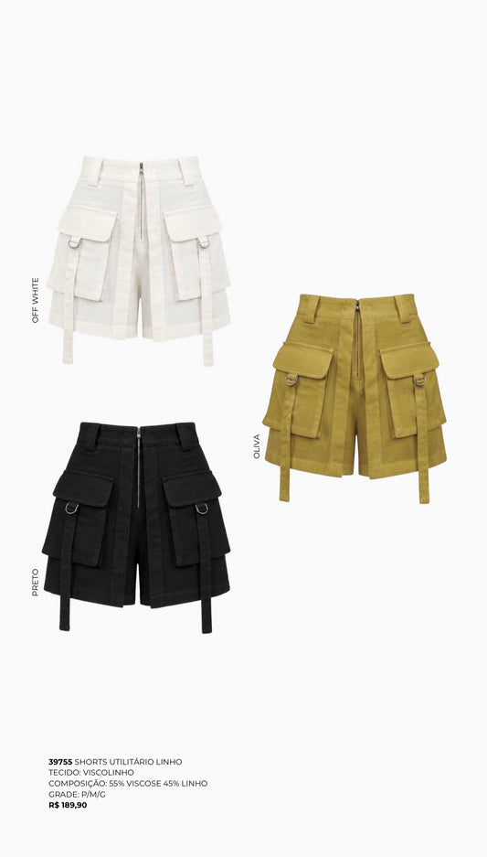 SHORTS UTILITÁRIO LINHO
