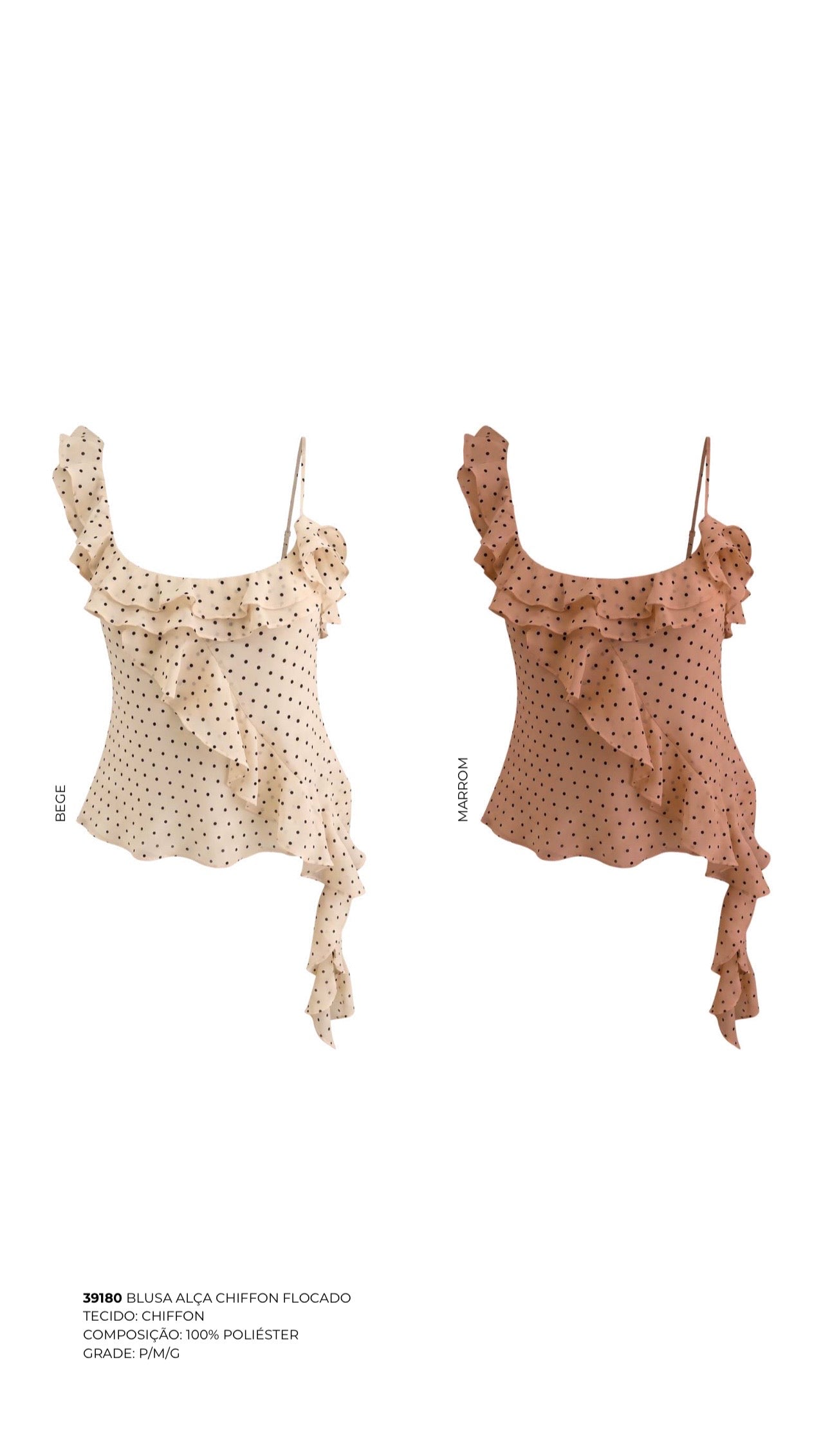 BLUSA ALÇA CHIFFON FLOCADO