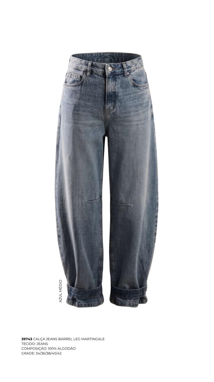 CALÇA JEANS BARREL LEG MARTINGALE