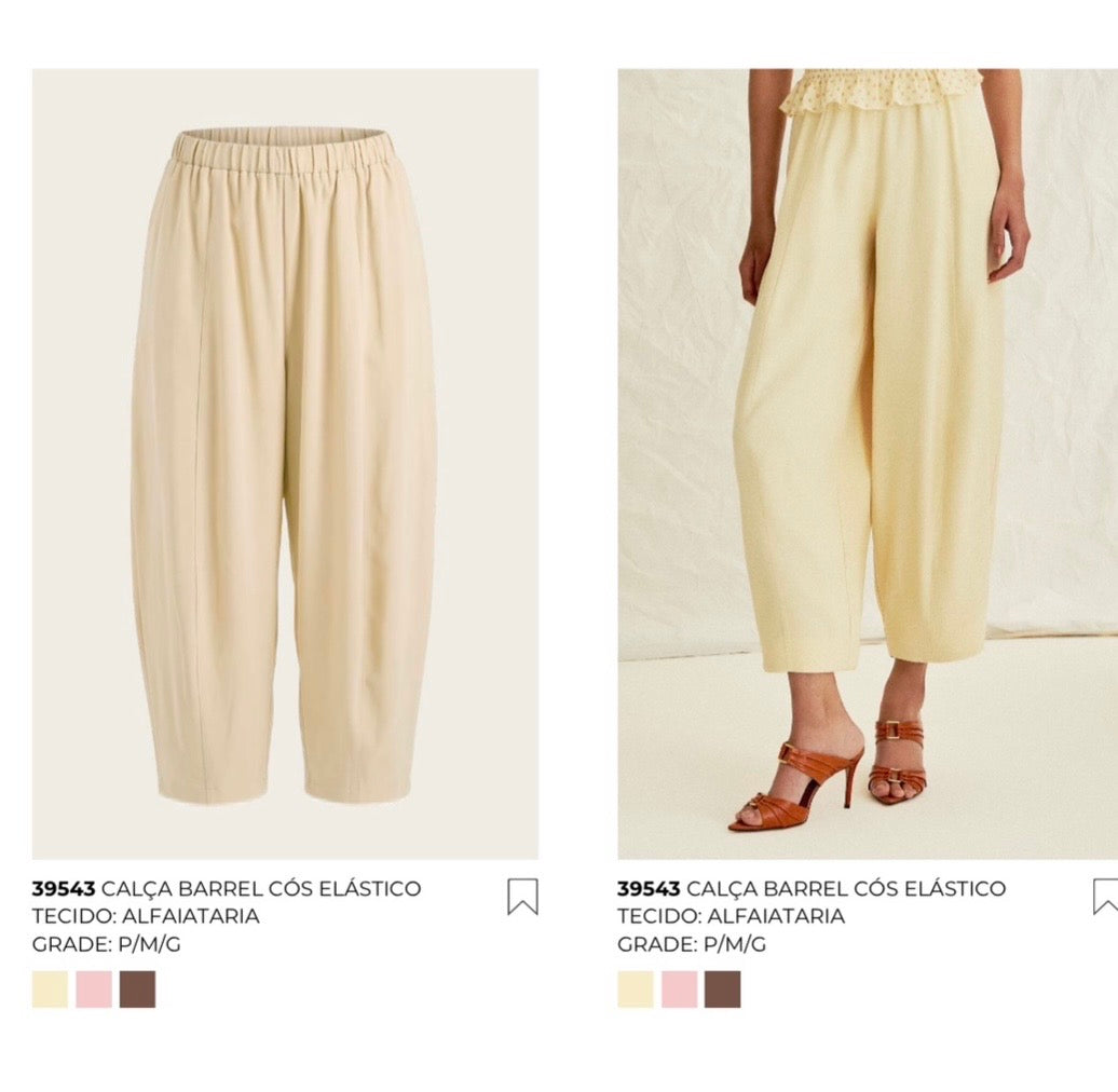 CALÇA BARREL CÓS ELÁSTICO