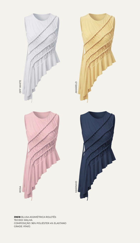 BLUSA ASSIMÉTRICA ROLETÊS