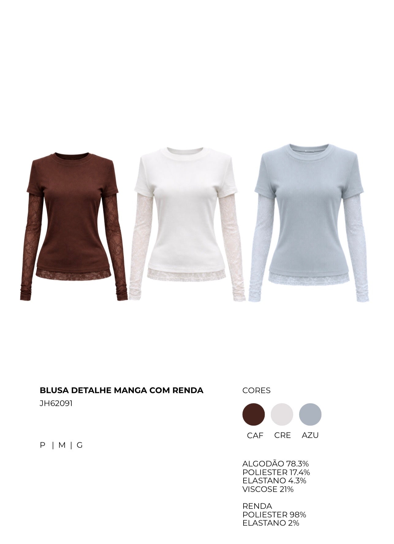 BLUSA DETALHE MANGA COM RENDA