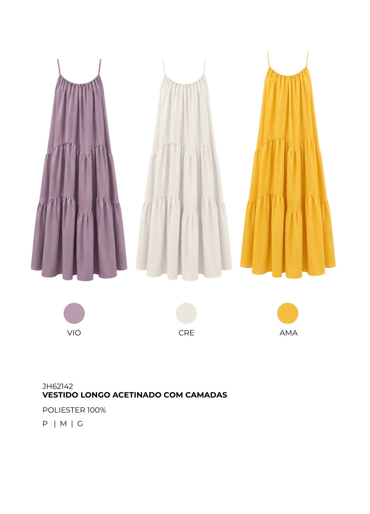 VESTIDO LONGO ACETINADO COM CAMADAS