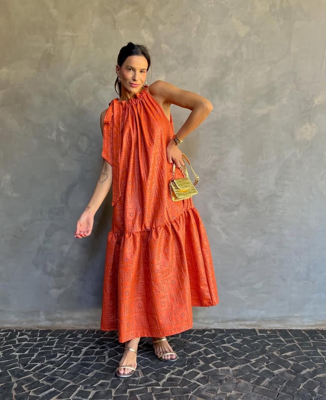 VESTIDO COURO PU LONGO