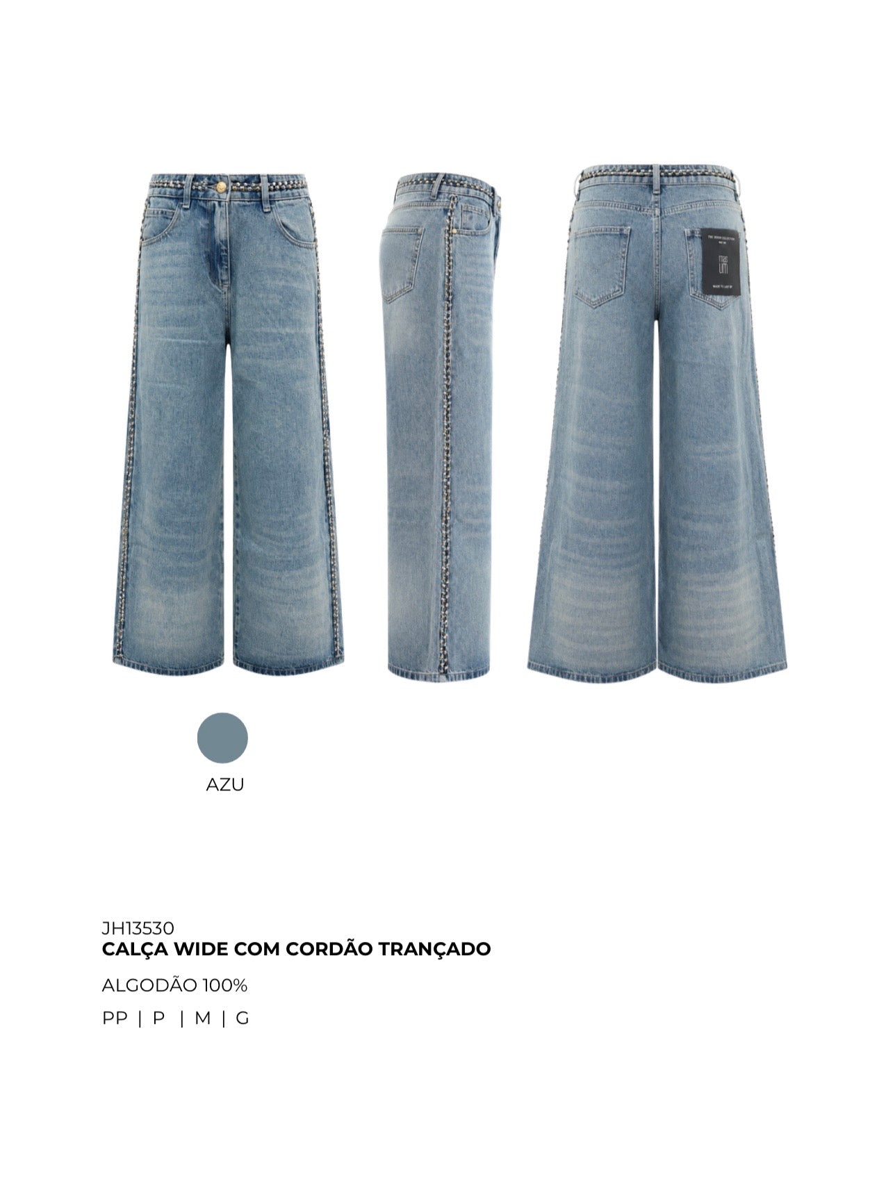 CALÇA WIDE COM CORDÃO TRANÇADO