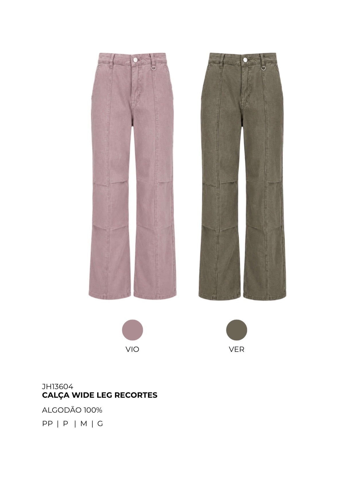 CALÇA WIDE LEG RECORTES