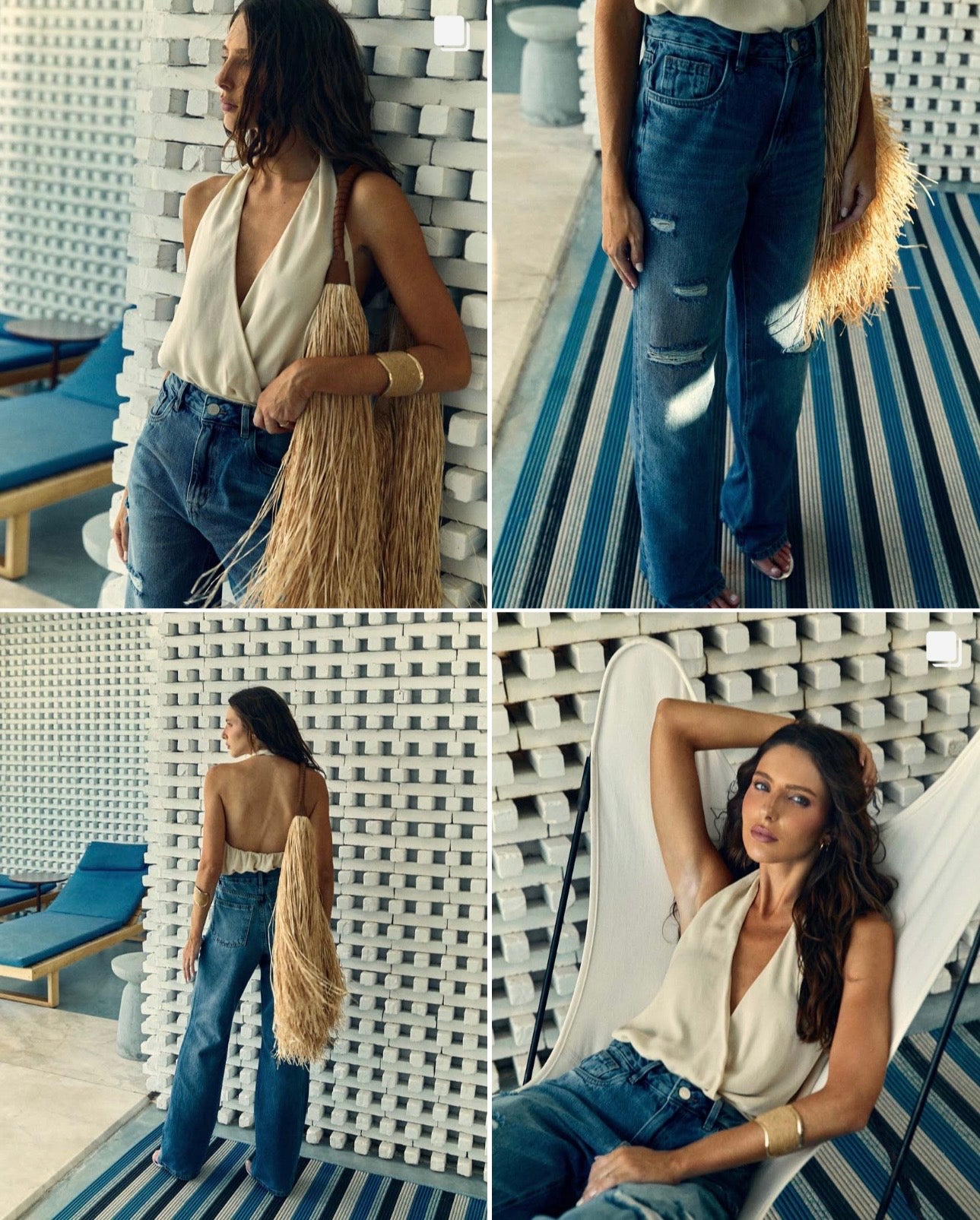 CALÇA JEANS COM DETALHES DE RAGOS SARA