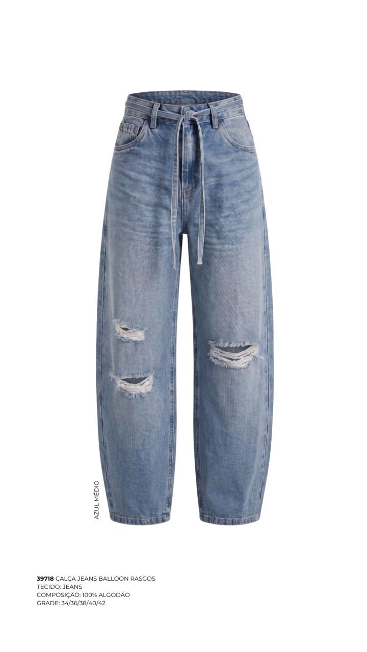CALÇA JEANS BALLOON RASGOS