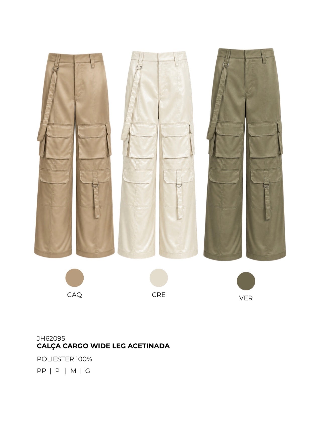CALÇA CARGO WIDE LEG ACETINADA