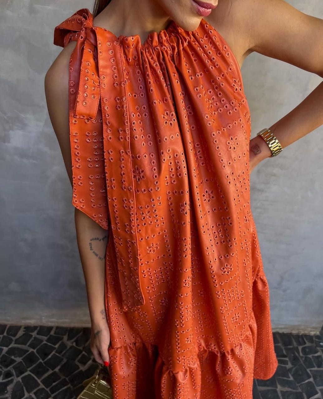 VESTIDO COURO PU LONGO