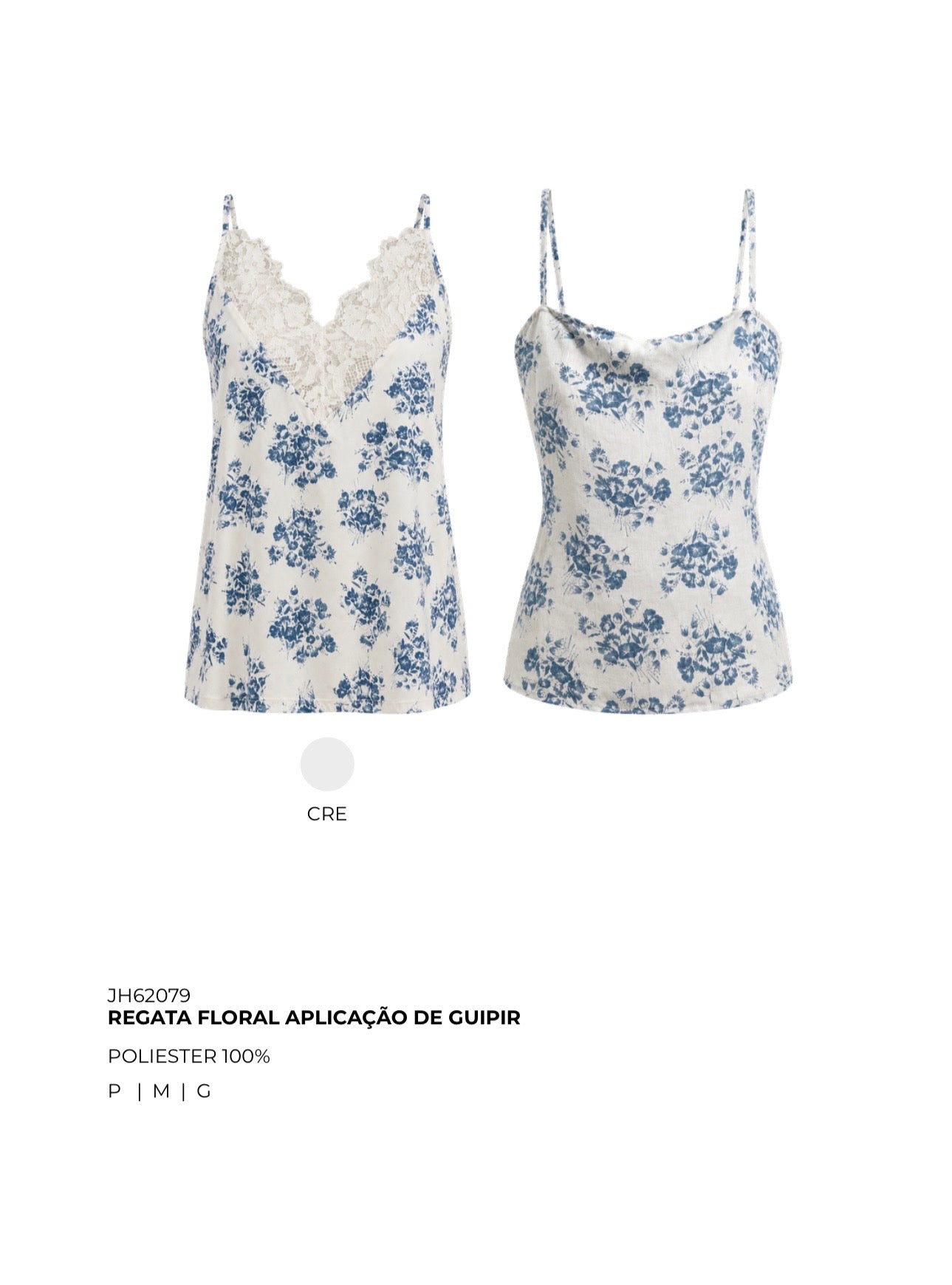 REGATA FLORAL APLICAÇÃO DE GUIPIR