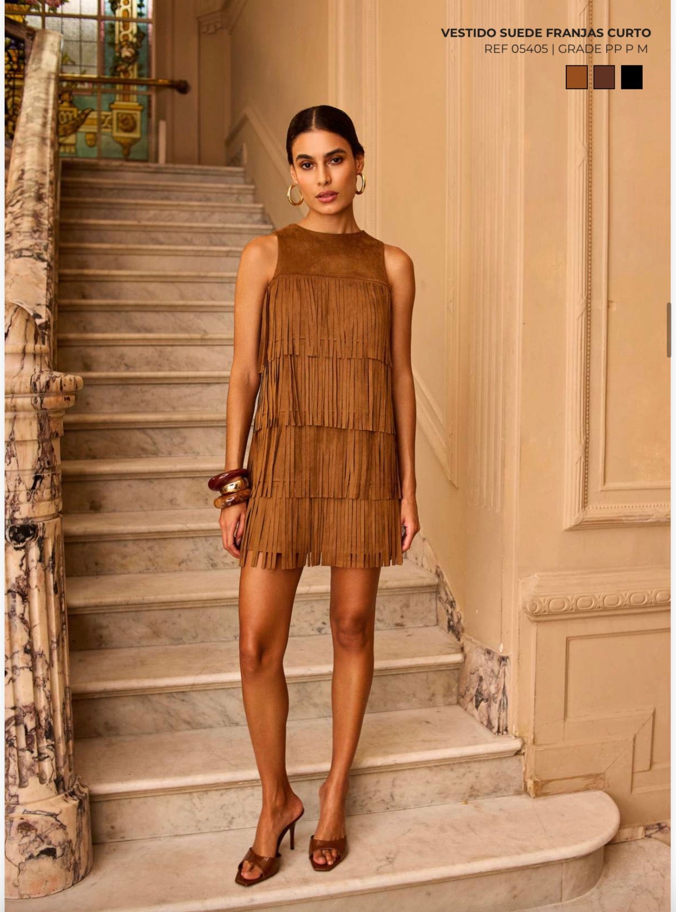 VESTIDO SUEDE FRANJAS CURTO