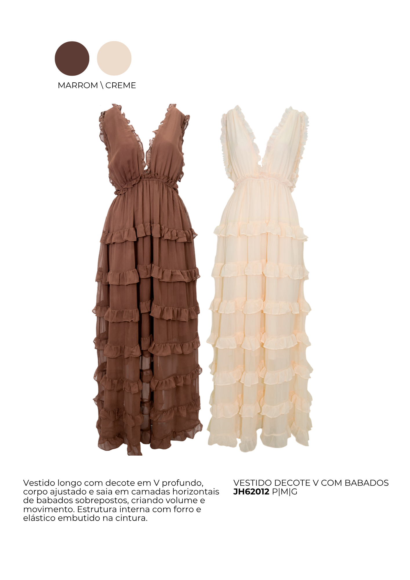 VESTIDO DECOTE V COM BABADOS