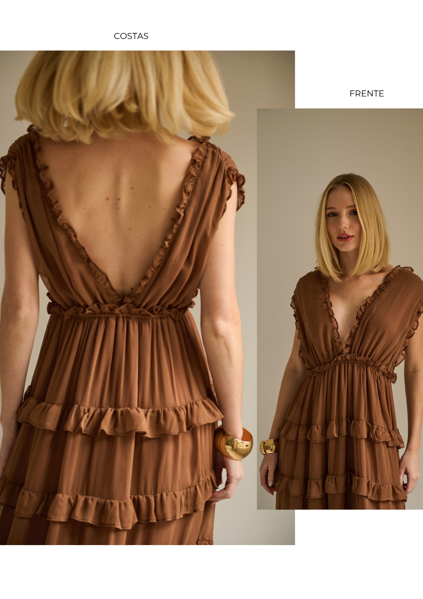 VESTIDO DECOTE V COM BABADOS