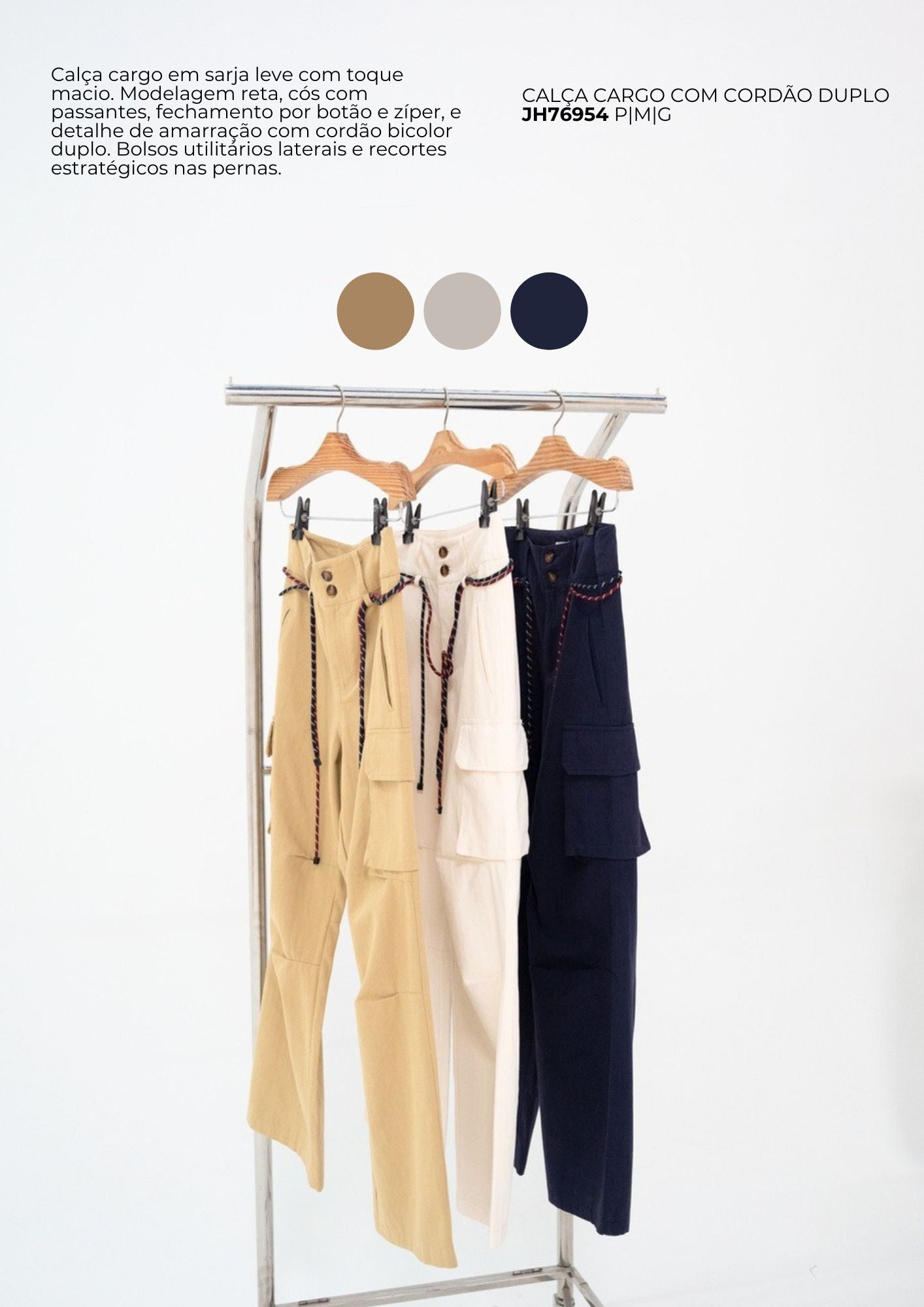 CALÇA CARGO COM CORDÃO DUPLO