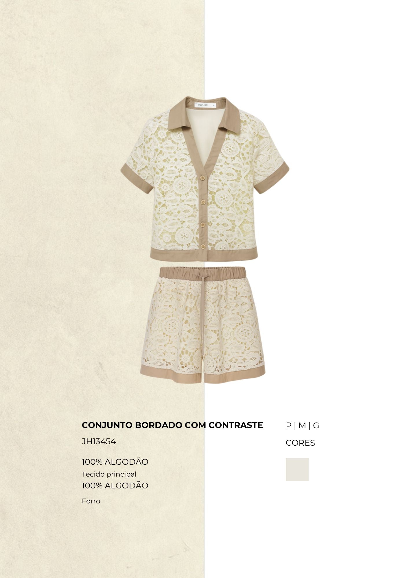 CONJUNTO BORDADO COM CONTRASTE